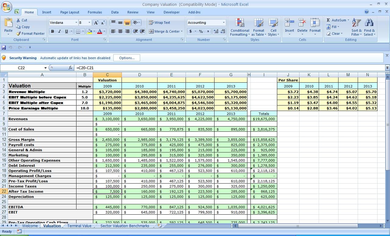 sheet excel