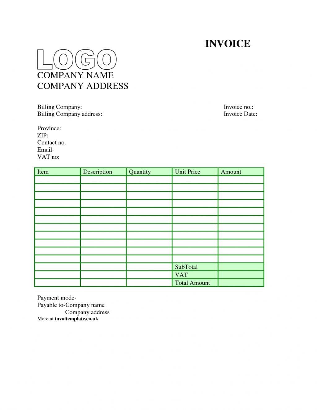 an invoice template for openoffice