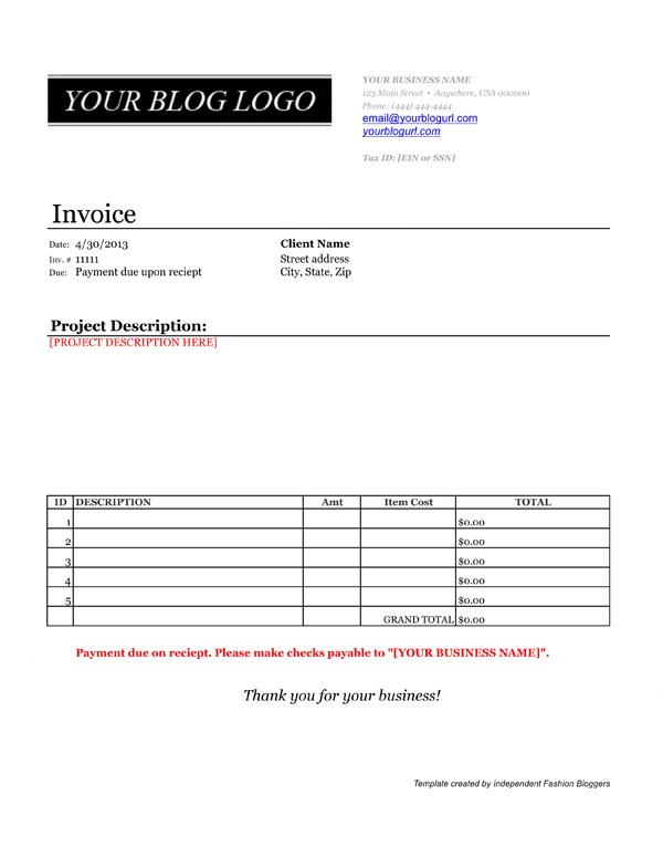 Payment Receipt Template