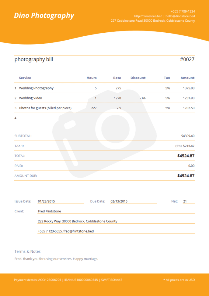 Photography Estimate Template