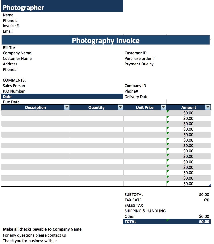 photography invoice template free mac —