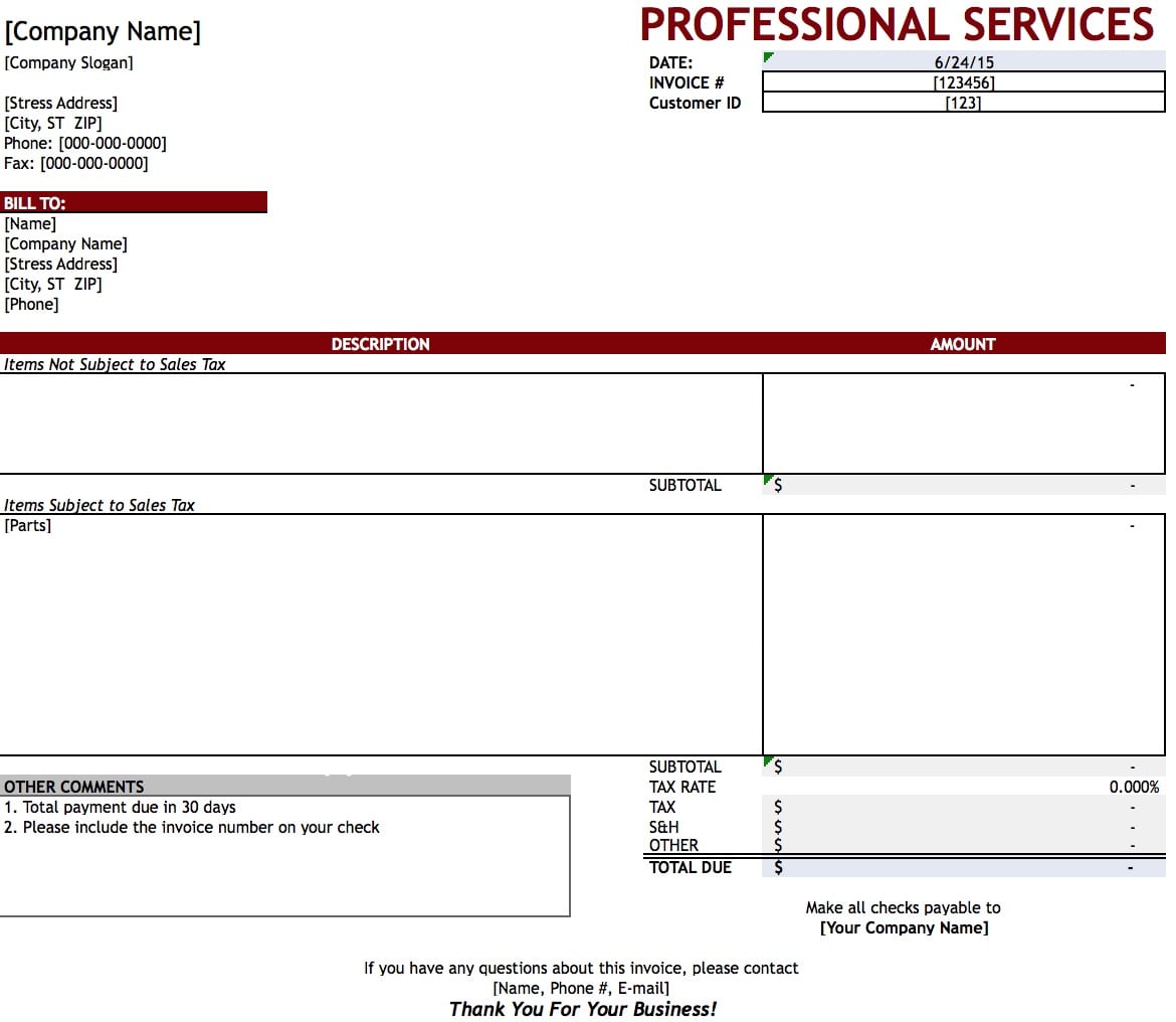 create a free professional invoice template