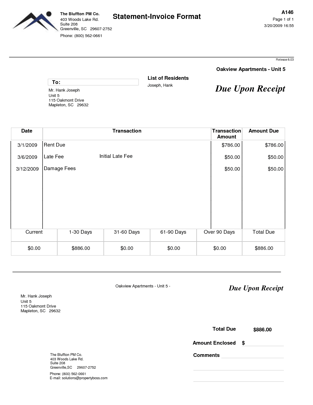 Property Rental Invoice Template