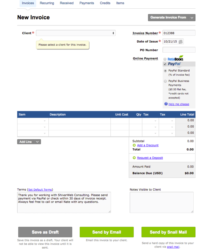 quickbook custom invoices