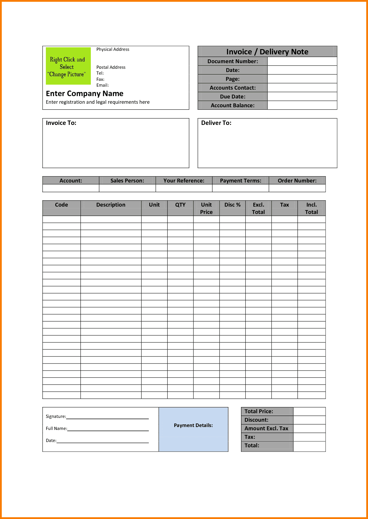 simple invoices format for renting equipment