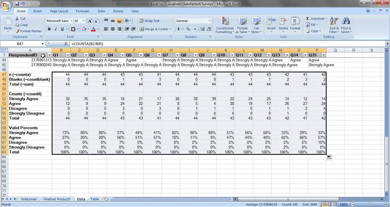 Sample Excel Survey Template