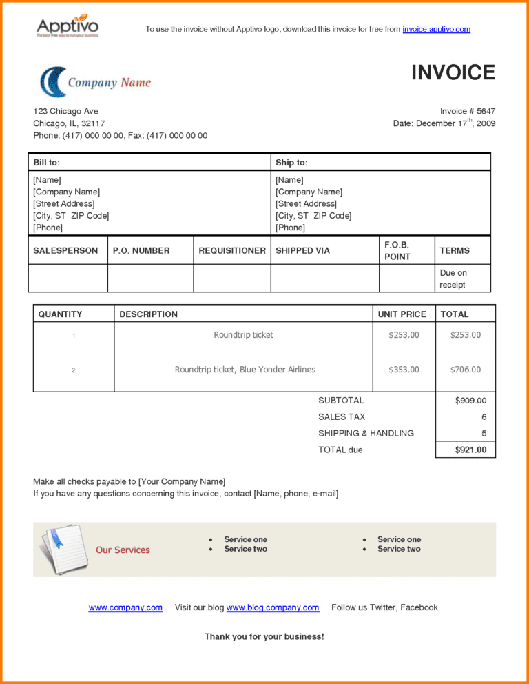 how to create invoice on word