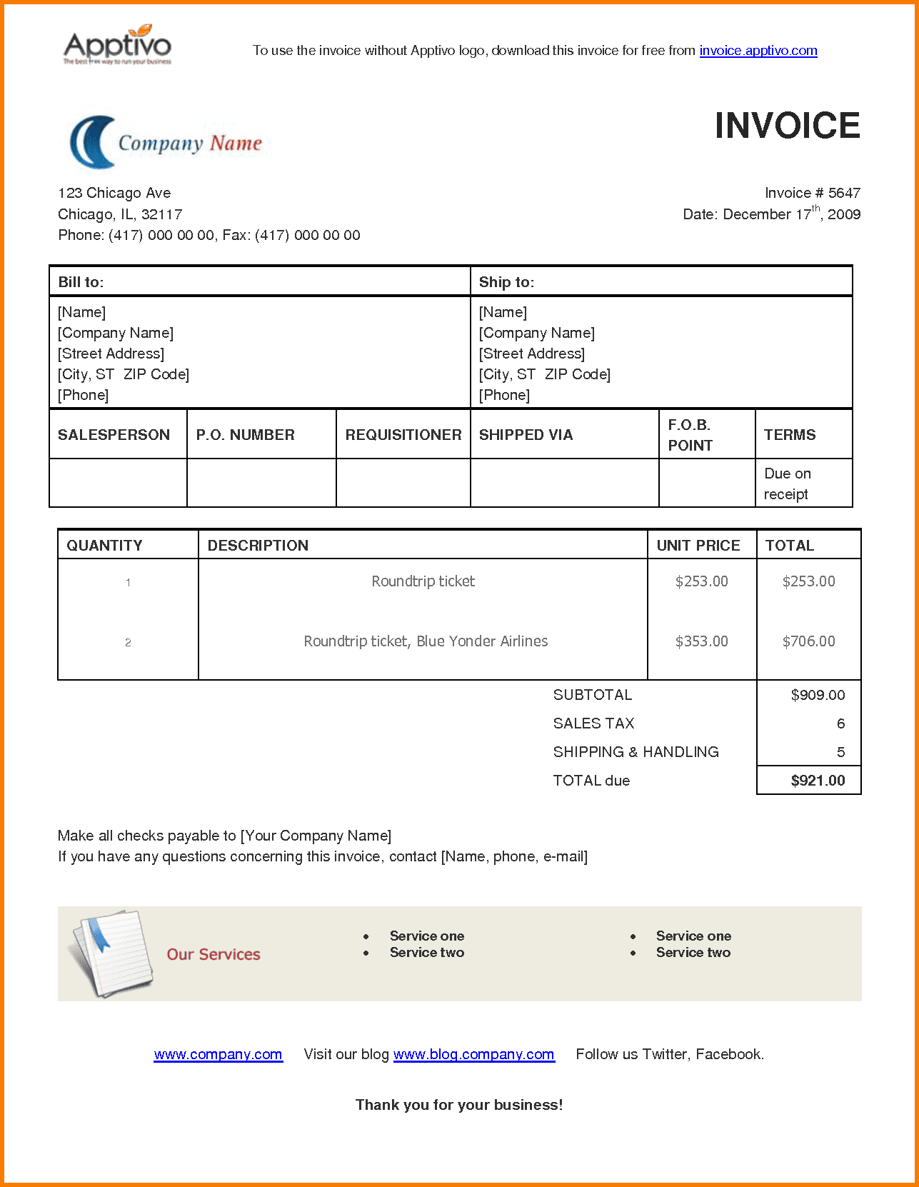 simple invoice word template