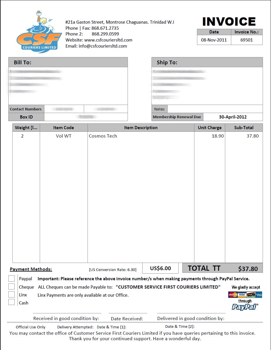 Trucking Invoice Template —