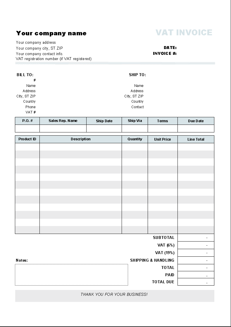 Word Invoice Template Mac