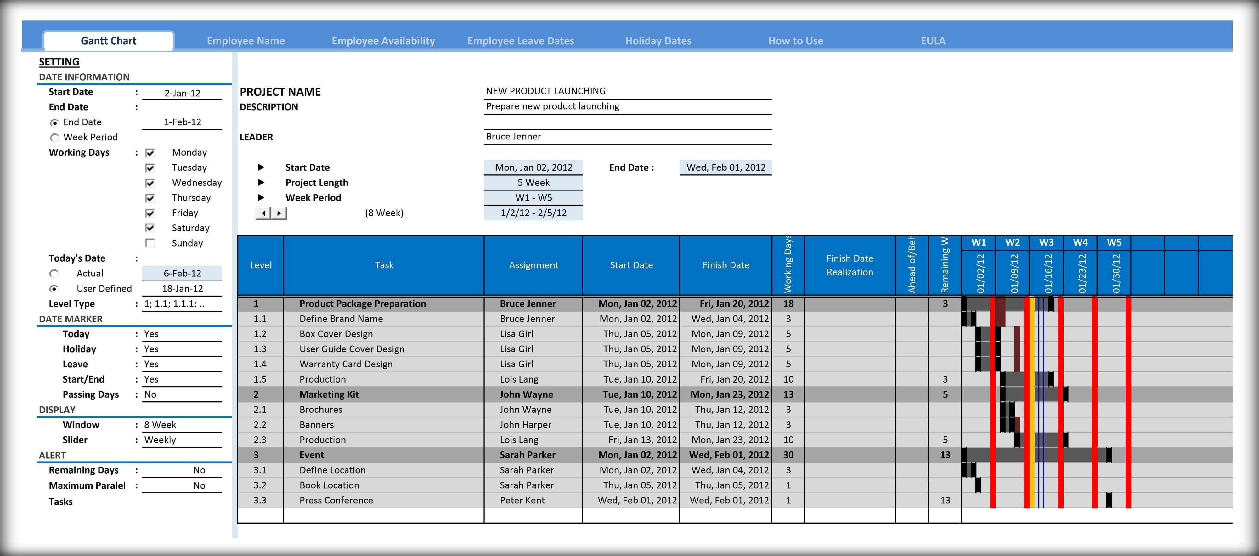 Excel 2010 Gantt Chart Template