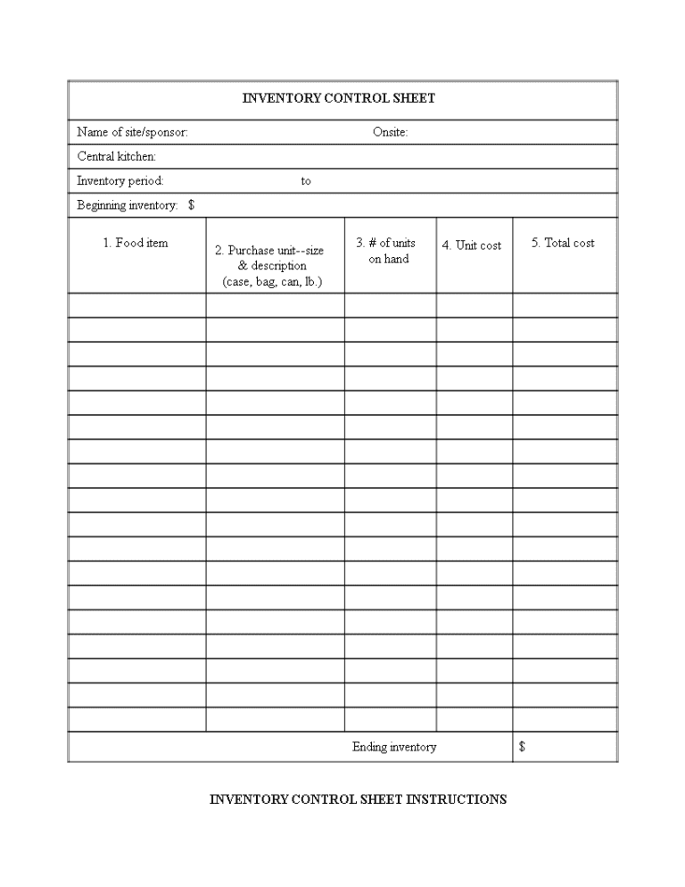 Free Business Inventory Spreadsheet Templates — 4089