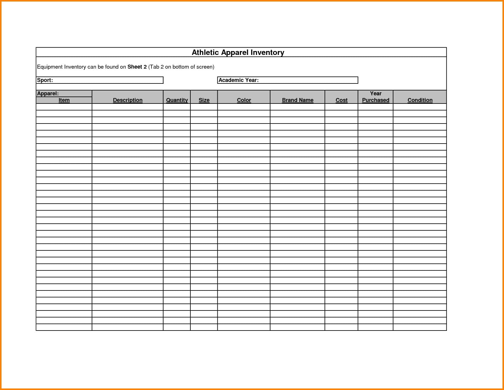 Free Printable Inventory Sheets 1