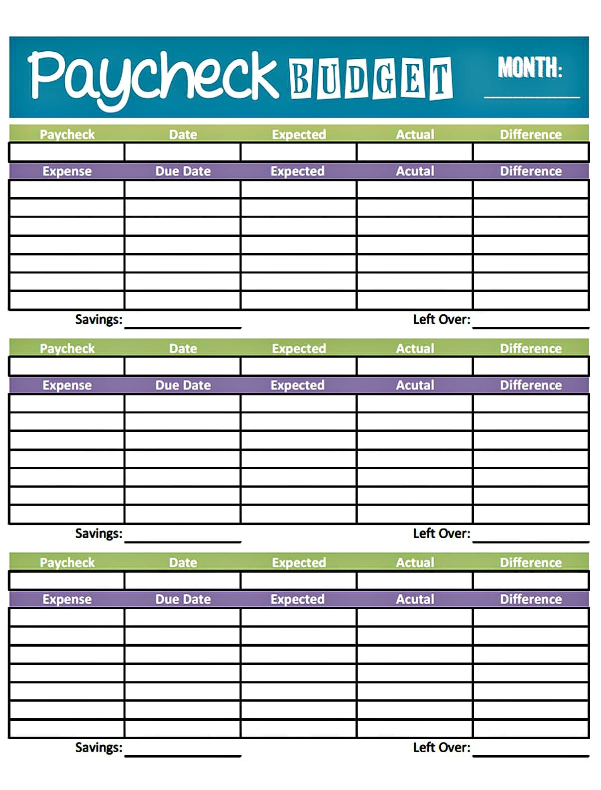 monthly budget sheet example